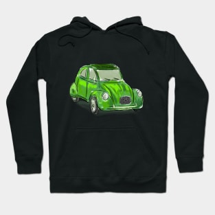 Classic Citroën Deux Chevaux 2CV Loose Sketch - Green Hoodie